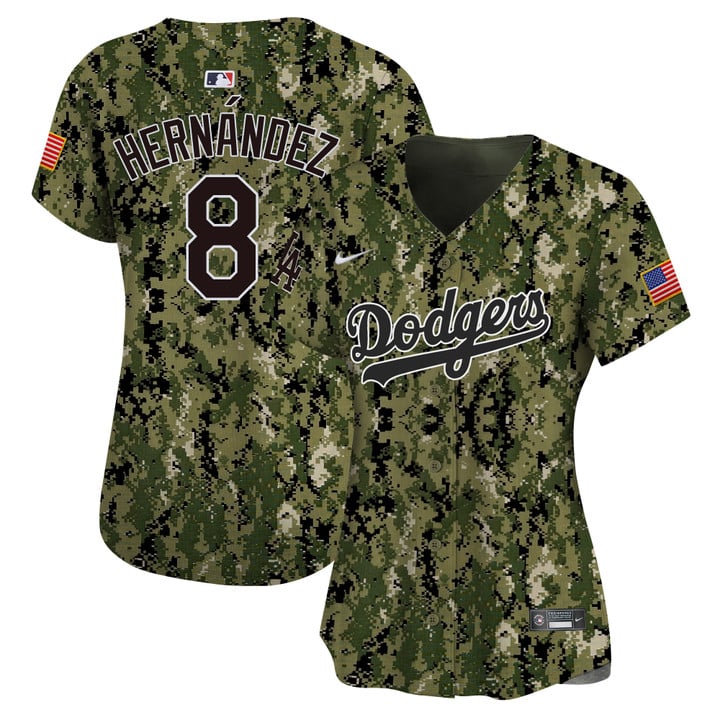 Women Los Angeles Dodgers #8 Hernandez  Camo  Limited Stitched 2025 Jersey style 2